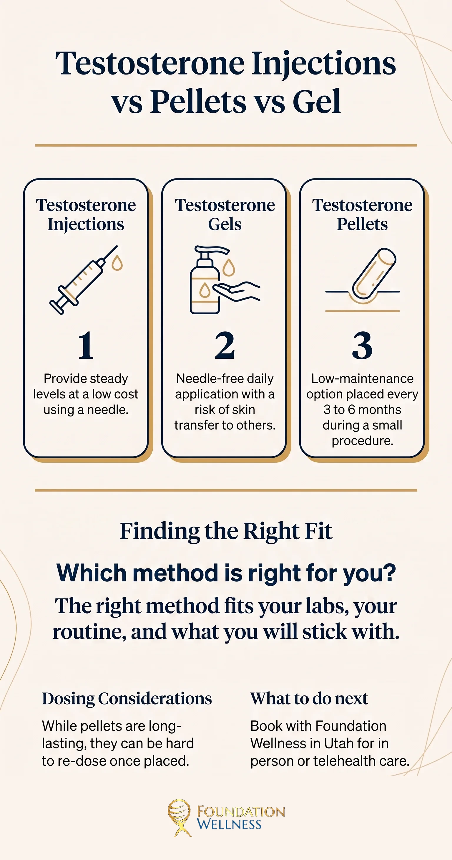 Testosterone injections vs pellets vs gel at a glance